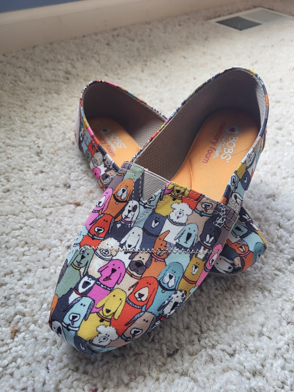 Skechers BOBS Multicolor Dog-Print Slip-On Flats